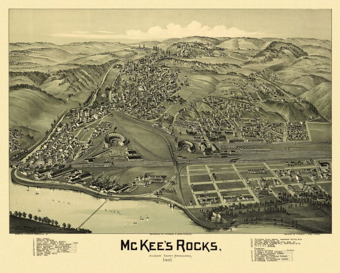 Antique Map of McKees Rocks Pennsylvania 1901 Allegheny County Canvas Art - (24 x 36)