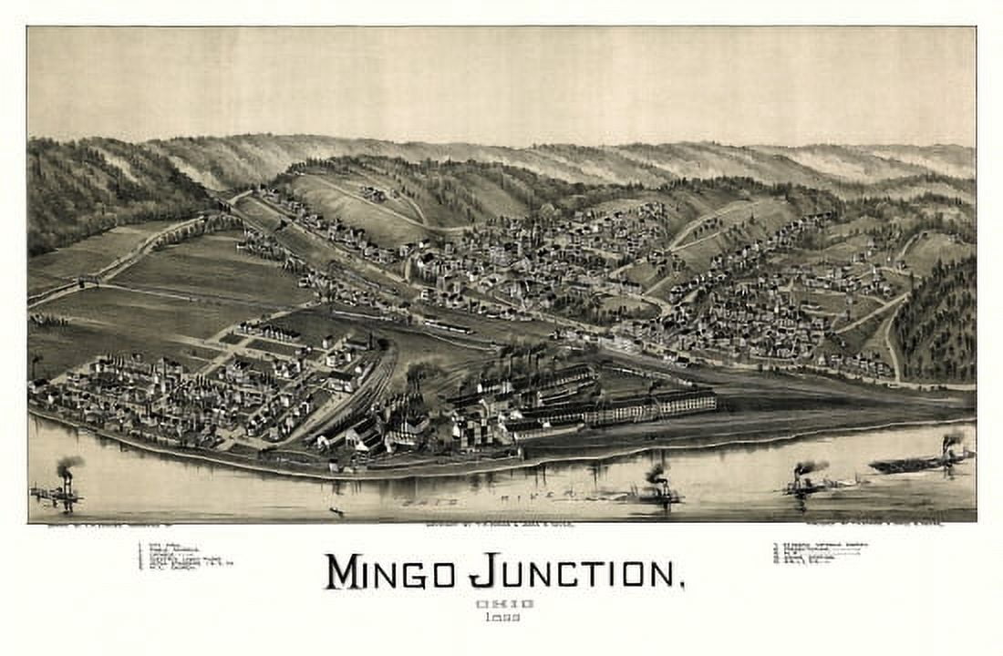 Antique Map of Mingo Junction Ohio 1899 Jefferson County Canvas Art - (24 x 36)