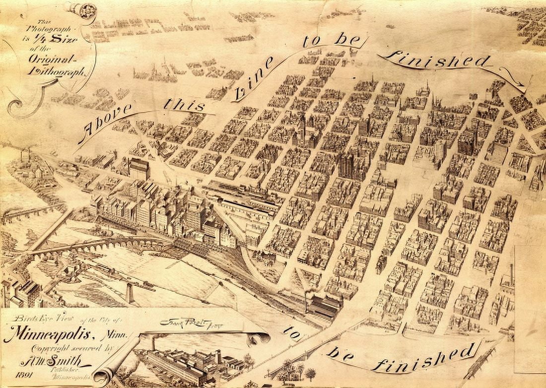 Antique Map of Minneapolis Minnesota 1891 Hennepin County Canvas Art - (18 x 24)
