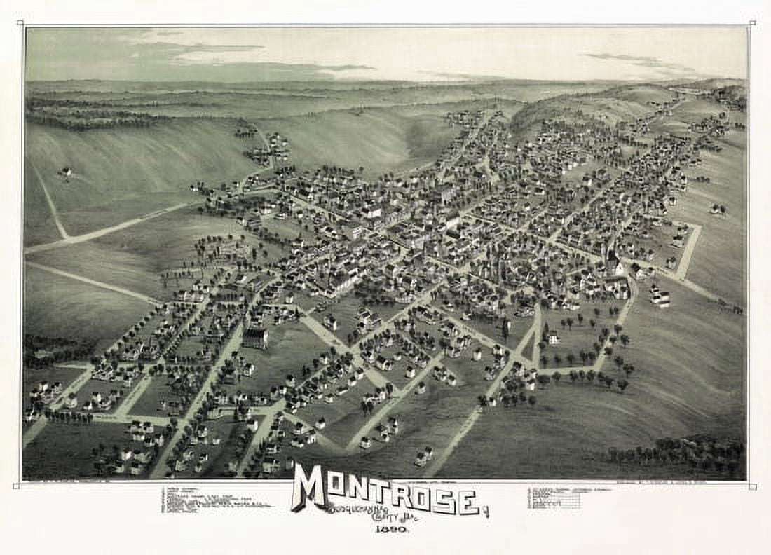 Antique Map of Montrose Pennsylvania 1890 Susquehanna County Canvas Art - (18 x 24)