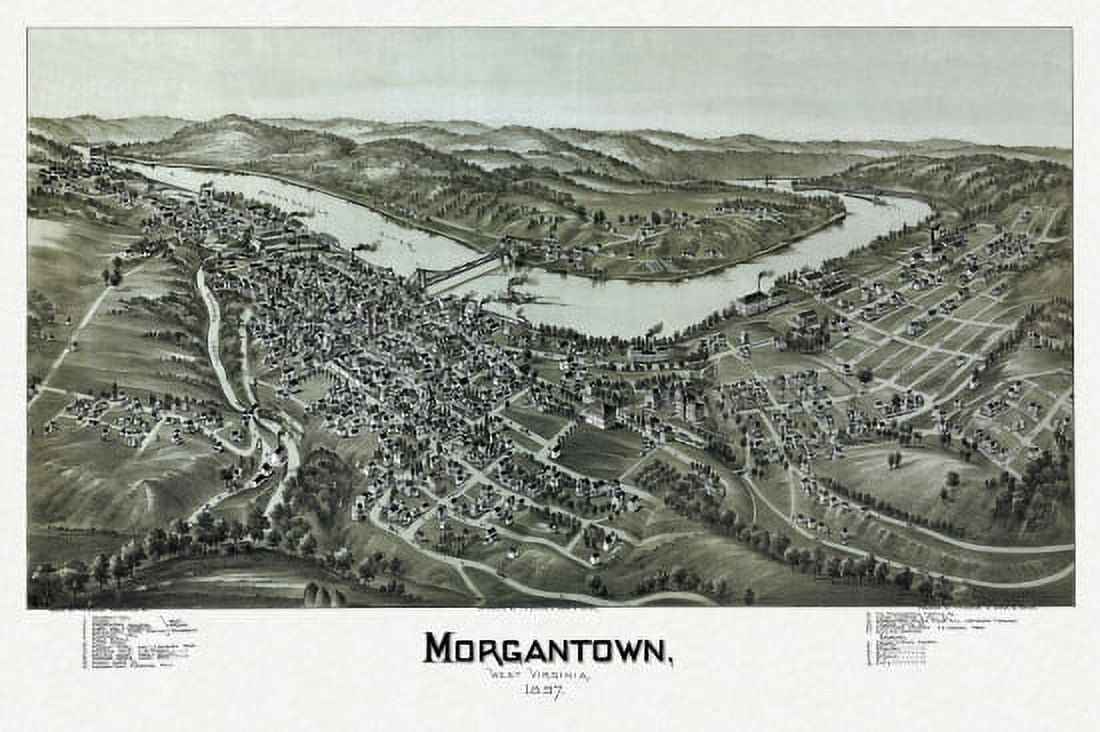 Antique Map of Morgantown West Virginia 1897 Monongalia County Canvas Art - (18 x 24)