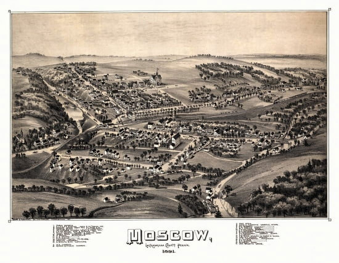 Antique Map of Moscow Pennsylvania 1891 Lackawanna County Canvas Art -  (24 x 36)