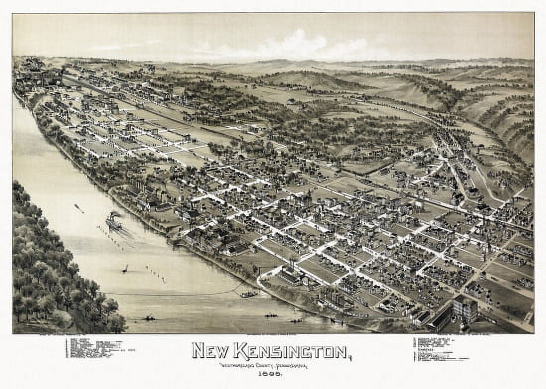 Antique Map of New Kensington Pennsylvania 1896 Westmoreland County Canvas Art - (18 x 24)