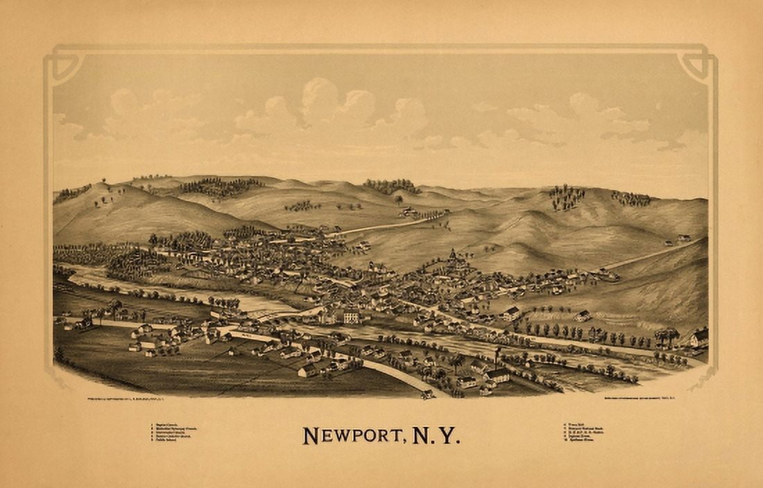 Antique Map of Newport New York 1890 Herkimer County Canvas Art - (18 x 24)