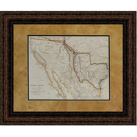 Antique Map of North America | Framed Historic Texas Map in Double Mat | 21L X 25W" Inches