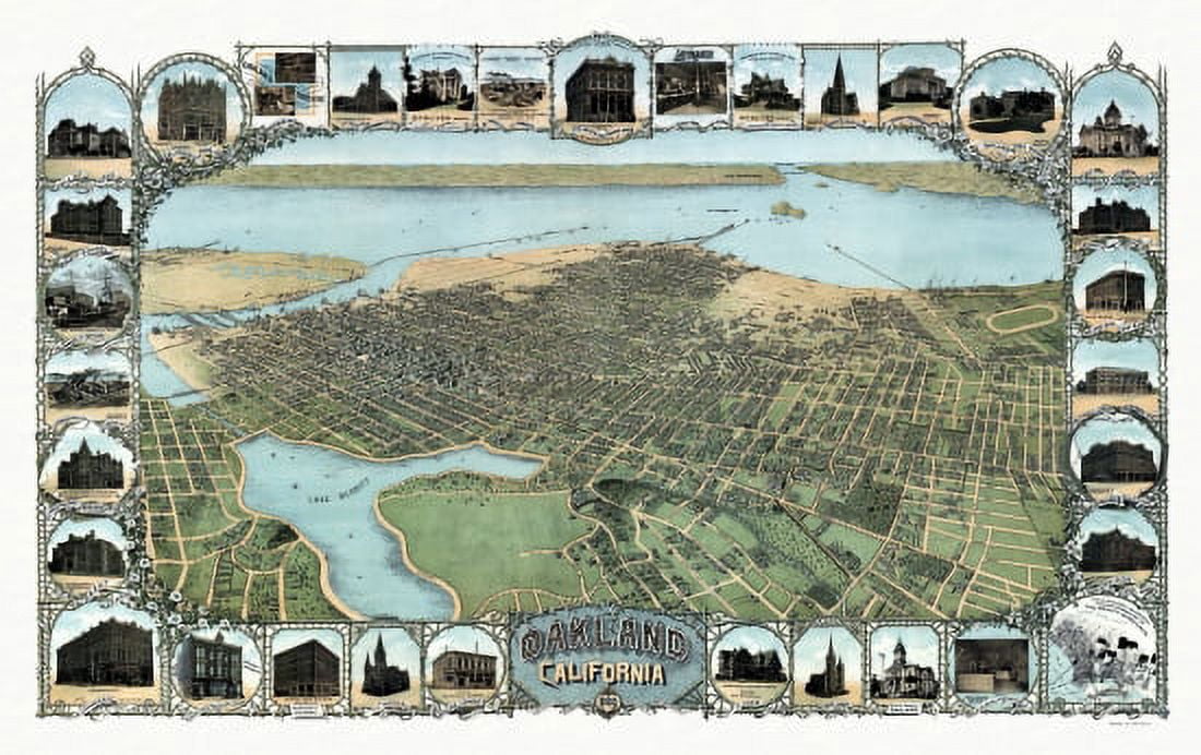 Antique Map of Oakland California 1900 Alameda County Canvas Art - (18 x 24)