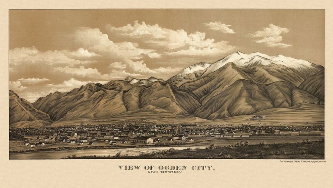 Antique Map of Ogden City Utah 1889 Weber County Canvas Art - (18 x 24)