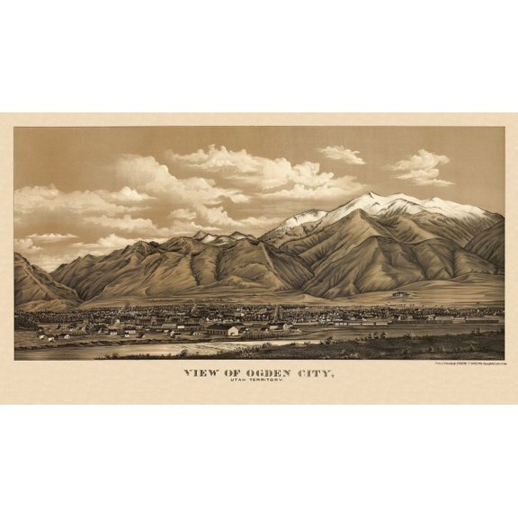 Antique Map of Ogden City Utah 1889 Weber County Canvas Art - (18 x 24)