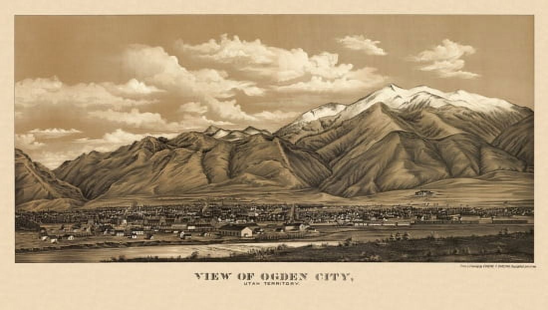 Antique Map of Ogden City Utah 1889 Weber County Canvas Art - (36 x 54)