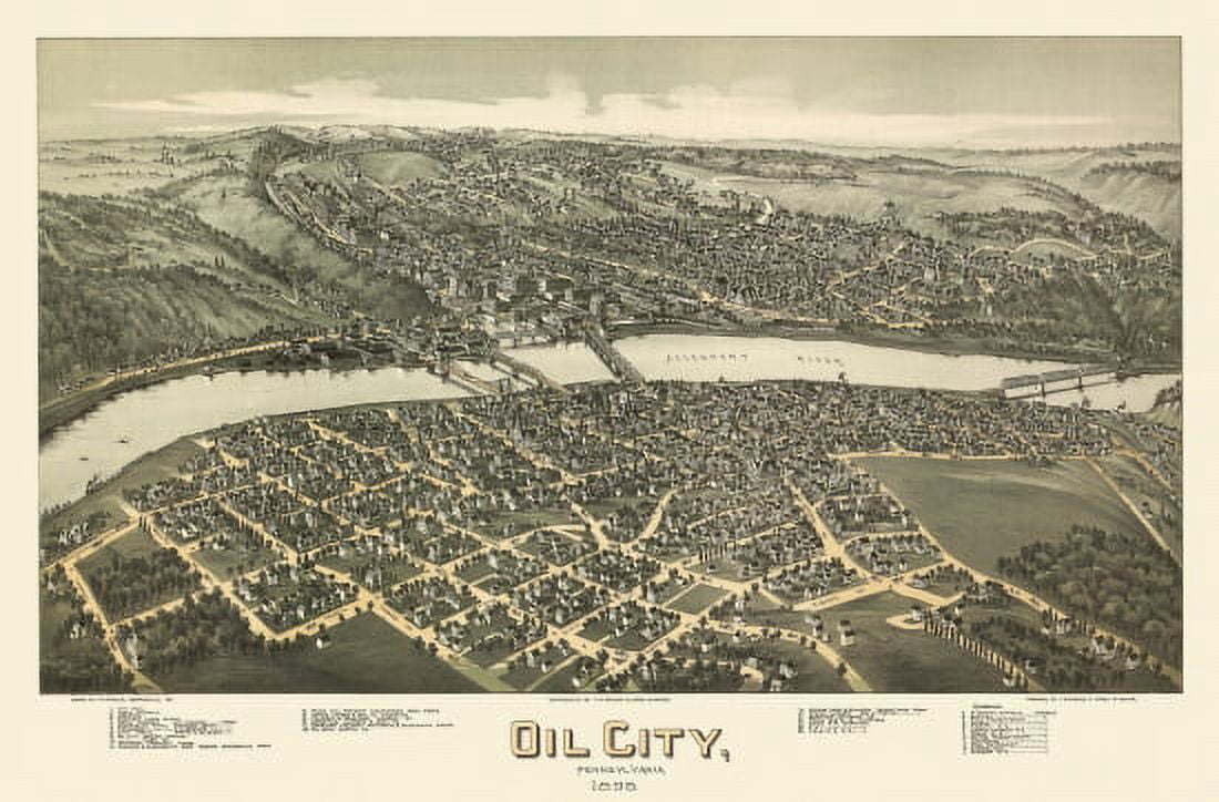 Antique Map of Oil City Pennsylvania 1896 Cambria County Canvas Art - (18 x 24)