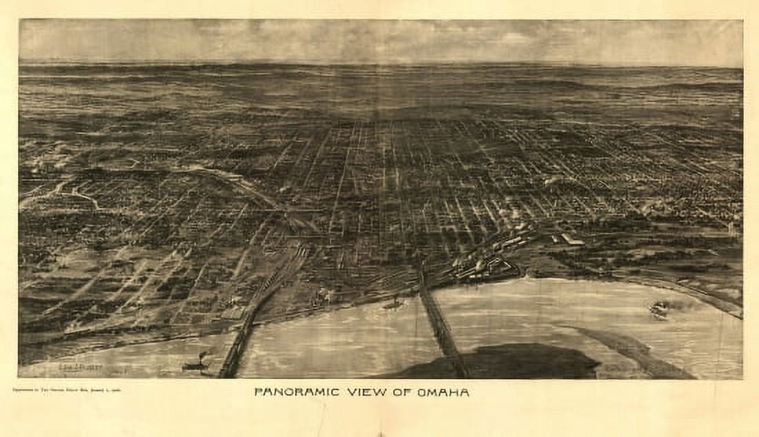 Antique Map of Omaha Nebraska 1906 Douglas County Canvas Art -  (24 x 36)