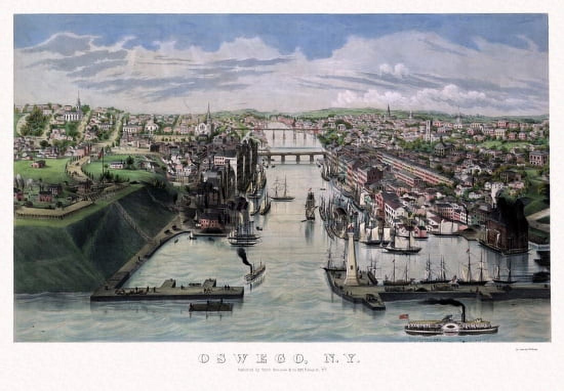 Antique Map of Oswego New York 1855 Oswego County Canvas Art -  (24 x 36)