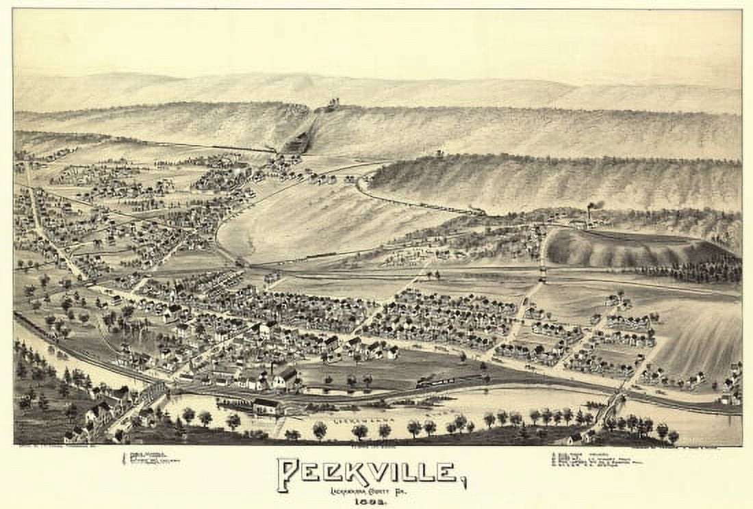 Antique Map of Peckville Pennsylvania 1892 Lackawanna County Canvas Art - (18 x 24)