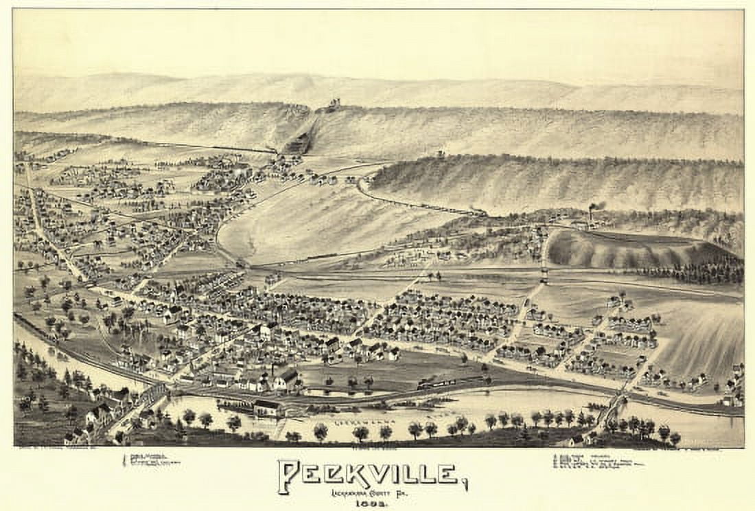 Antique Map of Peckville Pennsylvania 1892 Lackawanna County Canvas Art - (24 x 36)