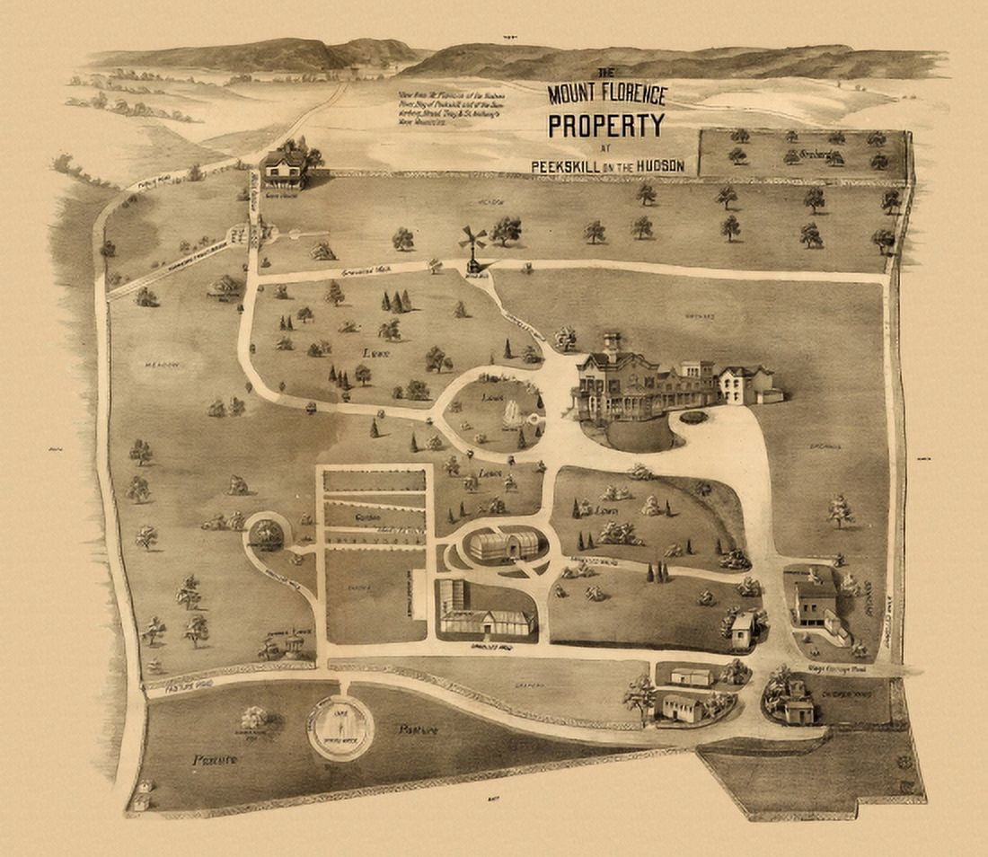 Antique Map of Peekskill New York 1892 Putnam County Canvas Art - (36 x 54)