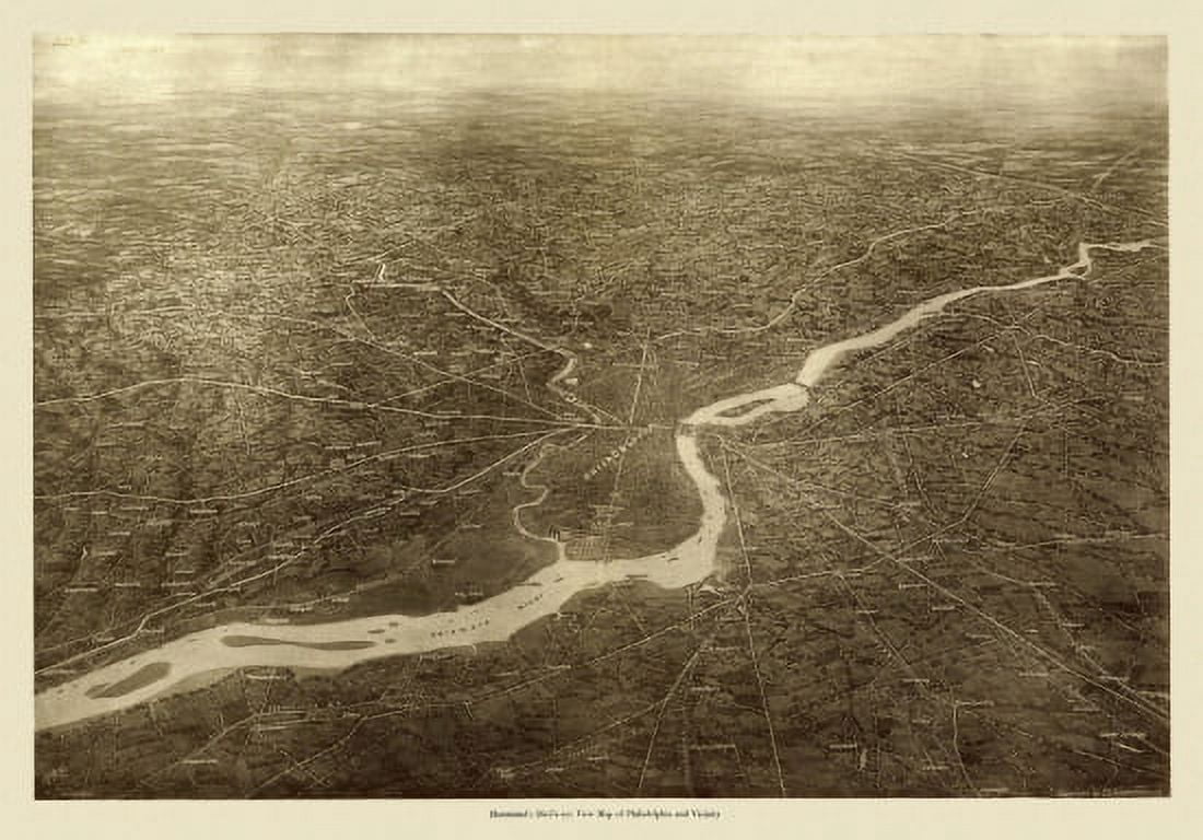 Antique Map of Philadelphia Pennsylvania 1926 Delaware County Canvas Art - (36 x 54)