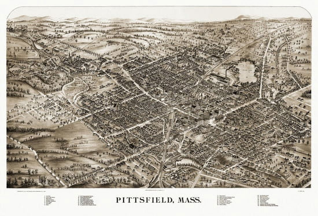 Antique Map of Pittsfield Massachusetts 1899 Berkshire County Canvas Art -  (24 x 36)