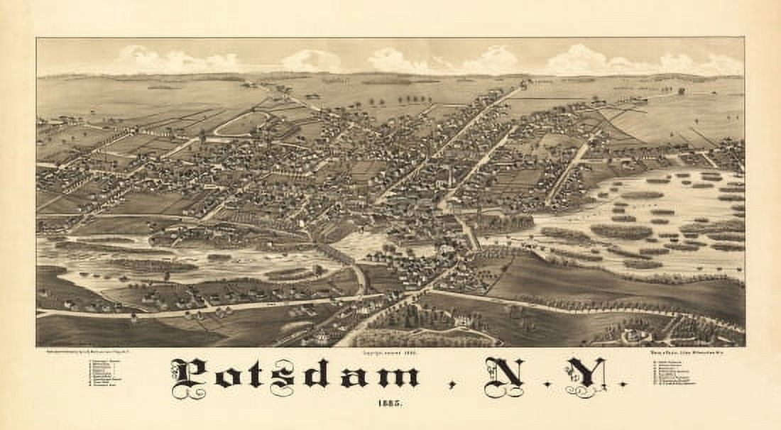 Antique Map of Potsdam New York 1885 St Lawrence County Canvas Art -  (36 x 54)