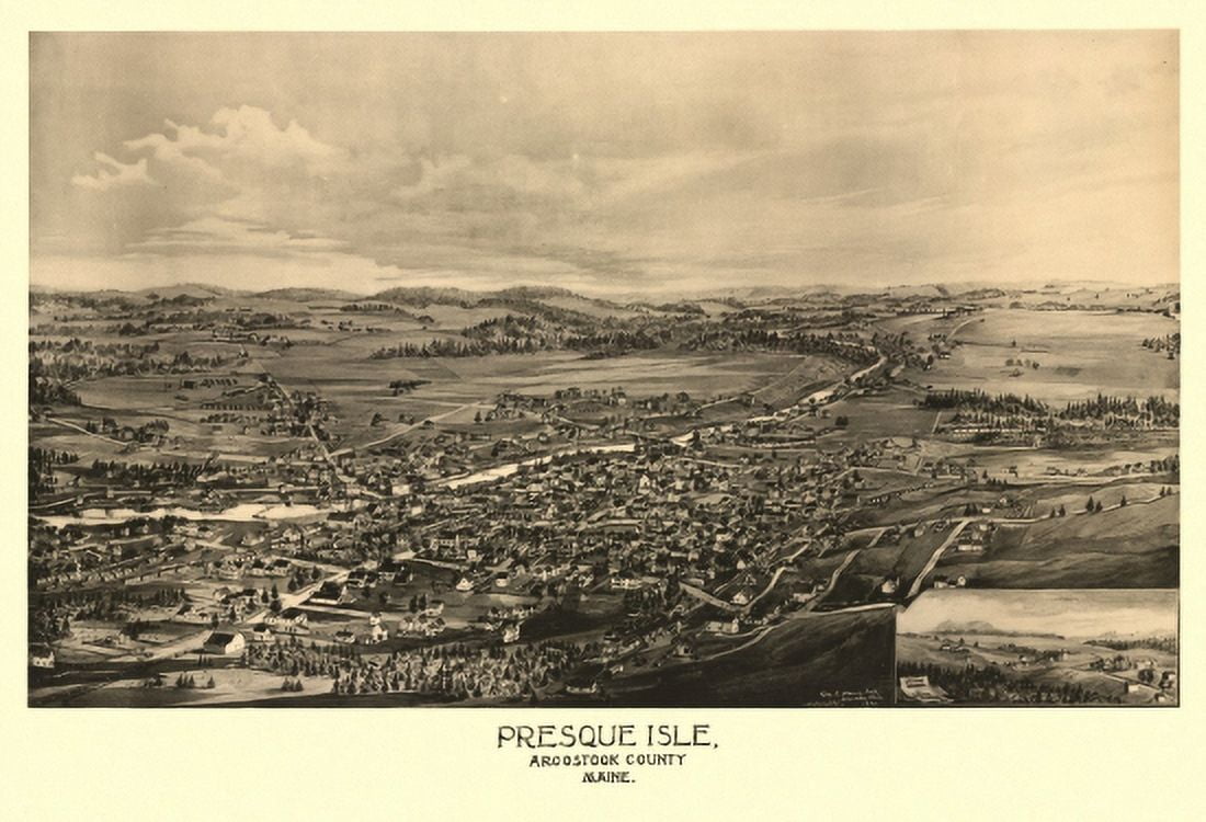 Antique Map of Presque Isle Maine 1894 Aroostook County Canvas Art - (24 x 36)