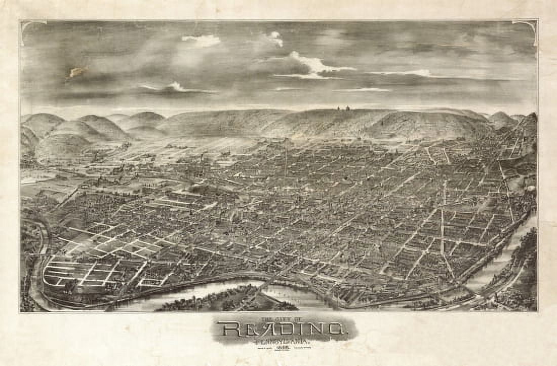 Antique Map of Reading Pennsylvania 1898 Berks County Canvas Art - (18 x 24)