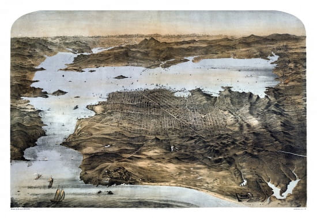 Antique Map of San Francisco California 1868 San Francisco City County Canvas Art - (18 x 24)