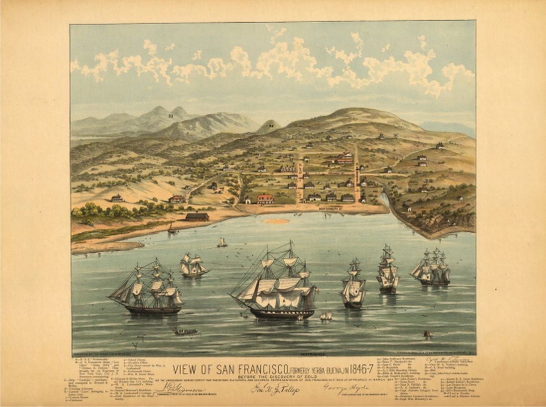 Antique Map of San Francisco California 1884 San Francisco County Canvas Art - (36 x 54)
