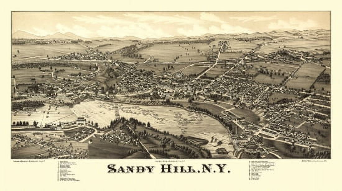 Antique Map of Sandy Hill New York 1884 County Canvas Art -  (24 x 36)