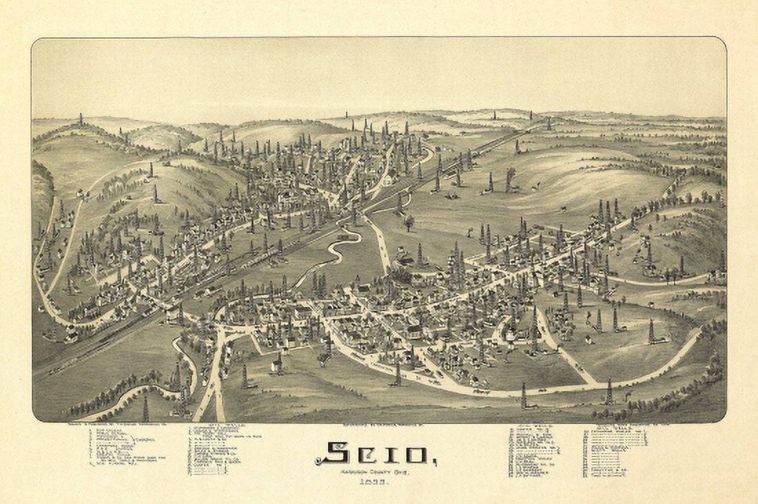 Antique Map of Scio Ohio 1899 Harrison County Canvas Art - (36 x 54)