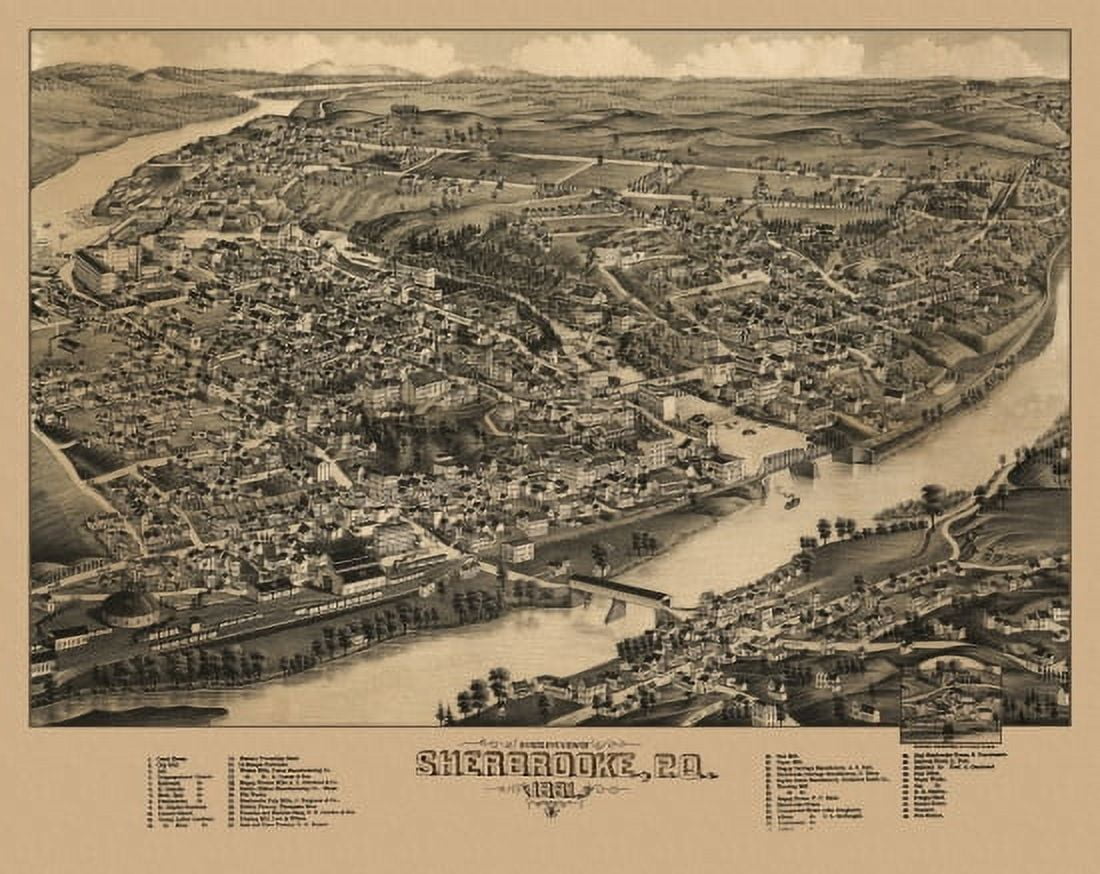 Antique Map of Sherbrooke 1881 County Canvas Art - (24 x 36)
