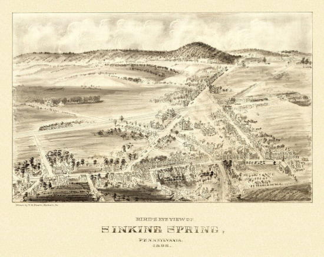 Antique Map of Sinking Spring Pennsylvania 1898 Berks County Canvas Art - (18 x 24)