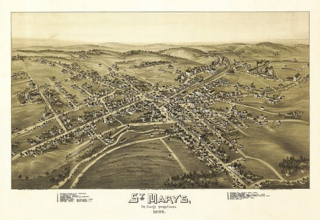 Antique Map of St Marys Pennsylvania 1895 Elk County Canvas Art - (18 x 24)