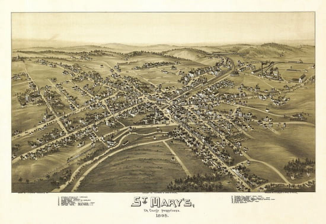 Antique Map of St Marys Pennsylvania 1895 Elk County Canvas Art - (24 x 36)