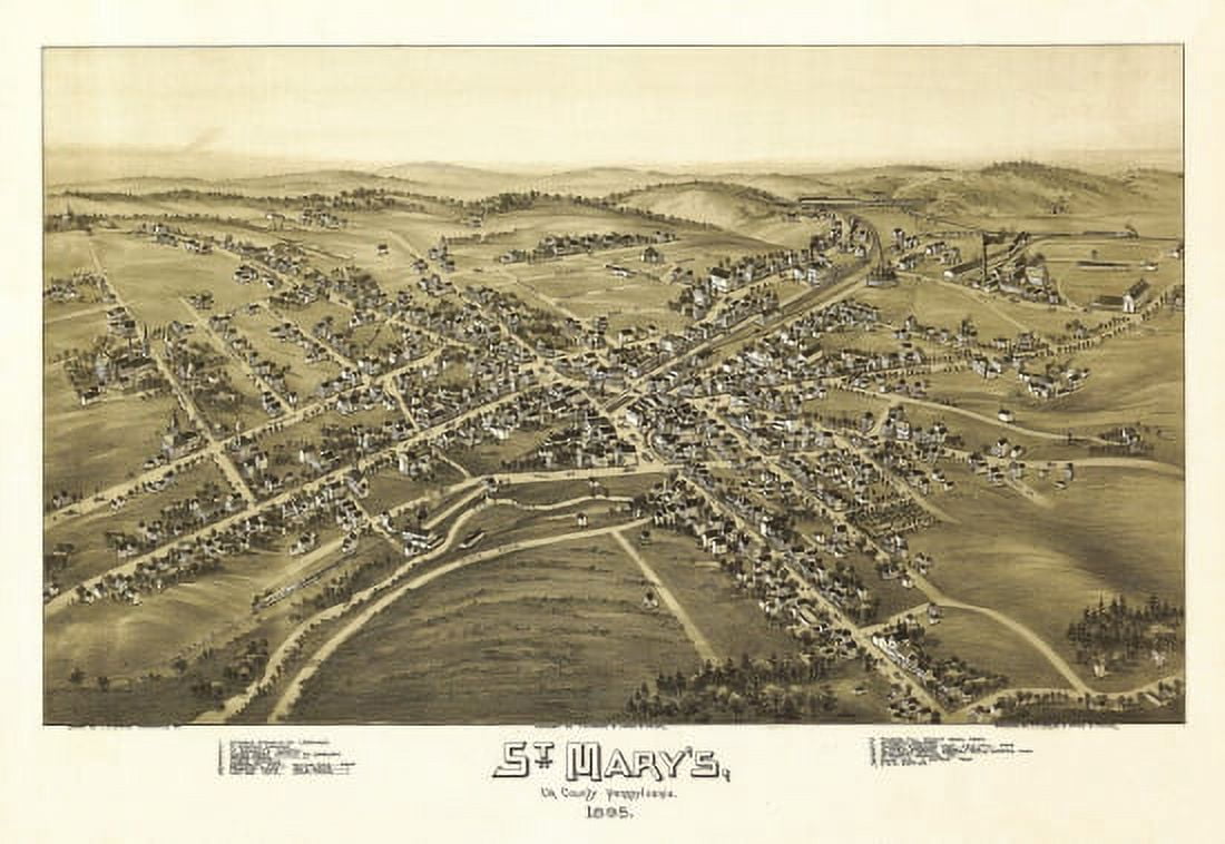 Antique Map of St Marys Pennsylvania 1895 Elk County Canvas Art - (36 x 54)