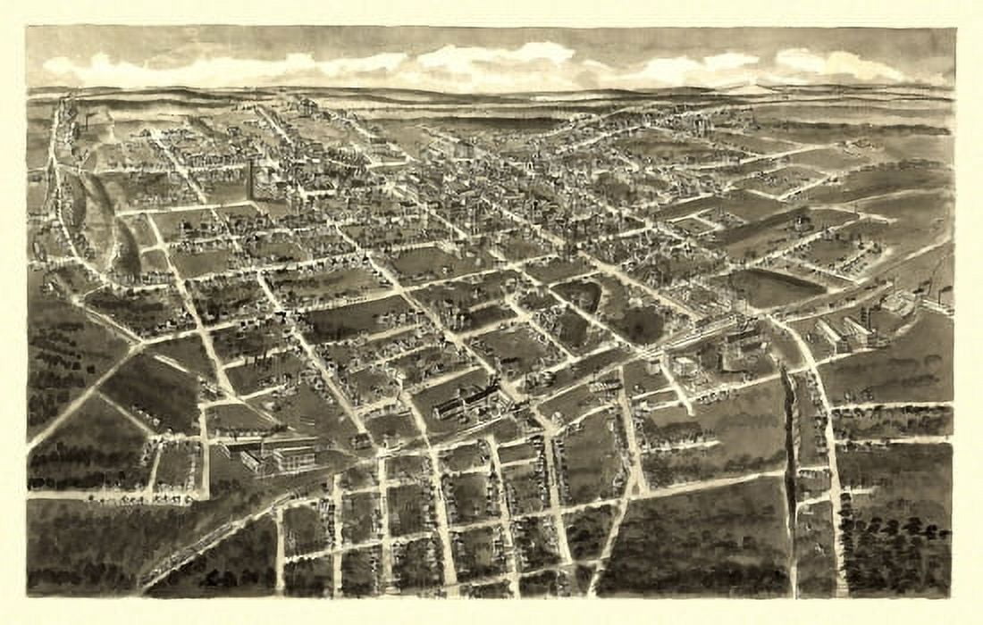 Antique Map of Statesville North Carolina 1907 Iredell County Canvas Art -  (18 x 24)