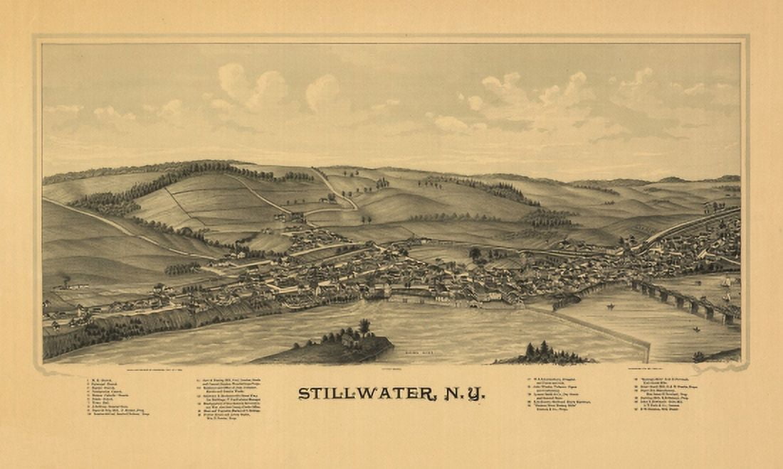 Antique Map of Stillwater New York 1889 Saratoga County Canvas Art - (36 x 54)
