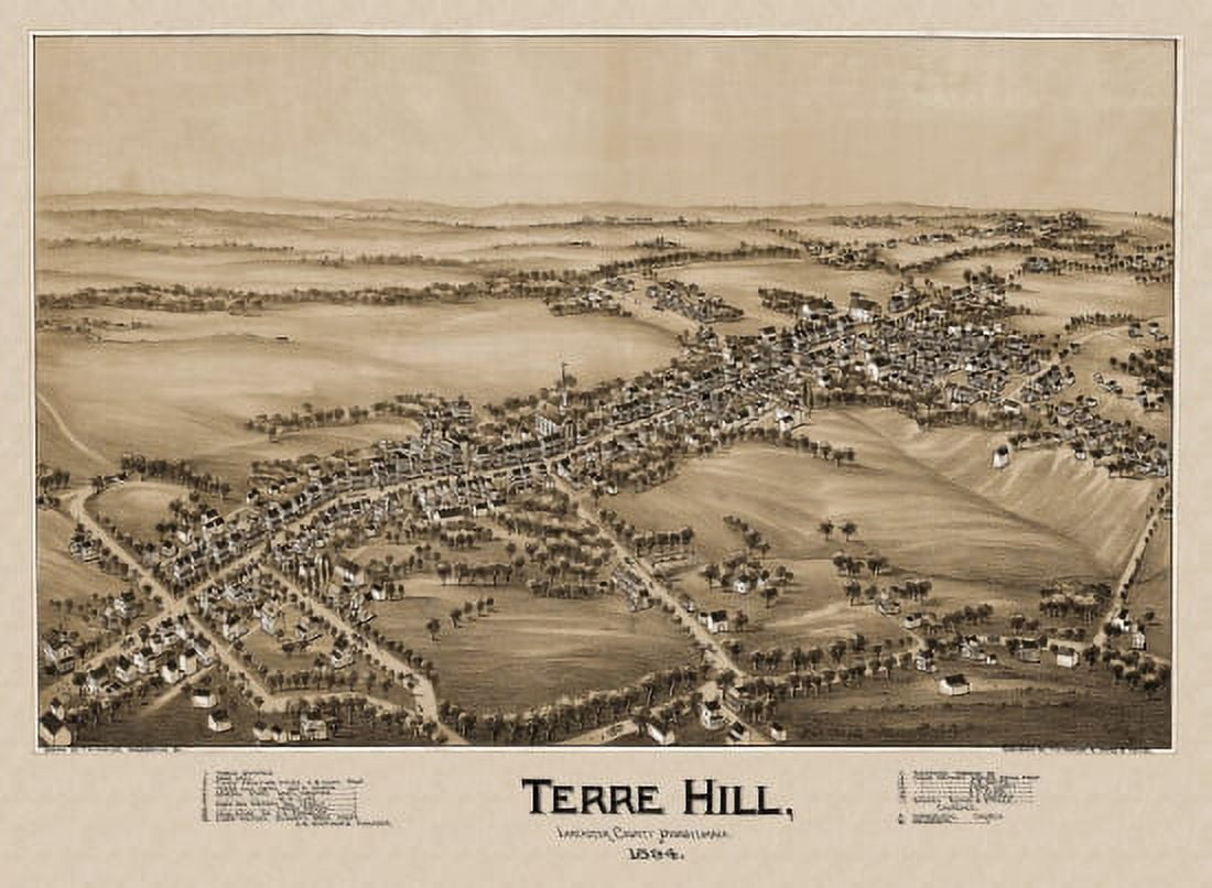 Antique Map of Terre Hill Pennsylvania 1894 Lancaster County Canvas Art - (24 x 36)