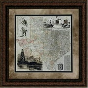 Antique Map of Texas | Framed Historic Texas Map in Double Mat | 35L X 35W Inches