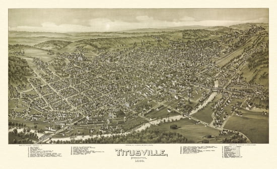 Antique Map of Titusville Pennsylvania 1896 Crawford County Canvas Art - (18 x 24)