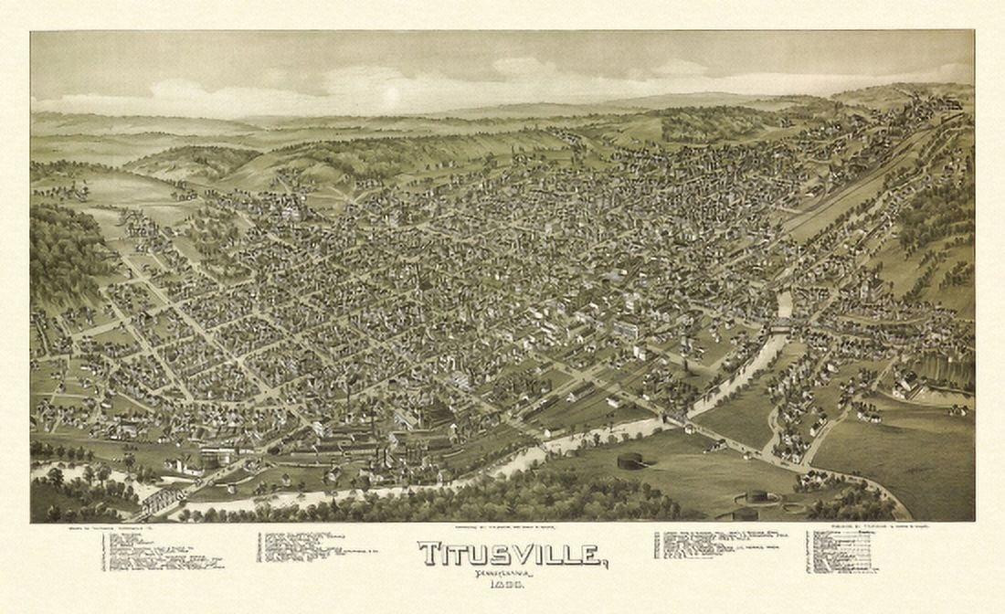 Antique Map of Titusville Pennsylvania 1896 Crawford County Canvas Art -  (24 x 36)