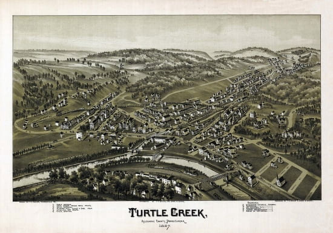 Antique Map of Turtle Creek Pennsylvania 1897 Allegheny County Canvas Art -  (18 x 24)