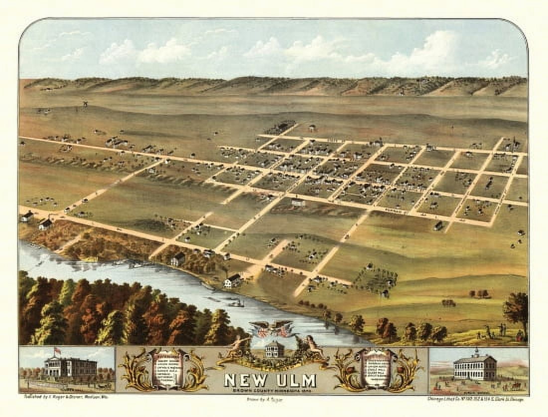 Antique Map of Ulm Minnesota 1870 Brown County Canvas Art - (18 x 24)