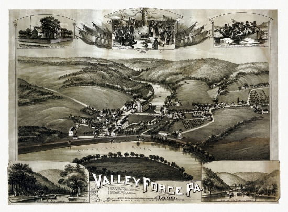 Antique Map of Valley Forge Pennsylvania 1890 Chester County Canvas Art - (18 x 24)