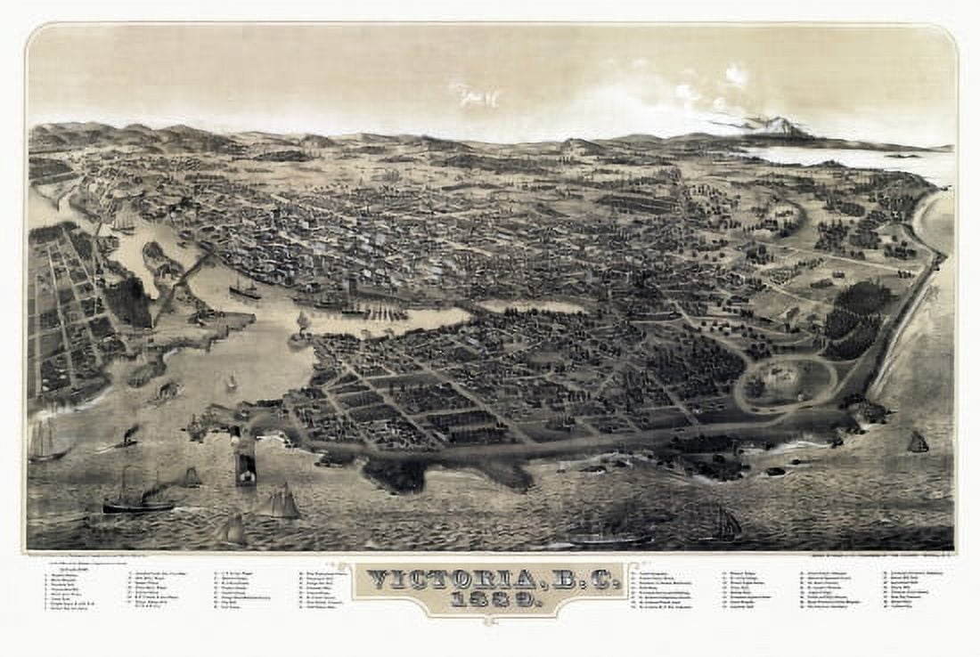 Antique Map of Victoria 1889 County Canvas Art - (18 x 24)