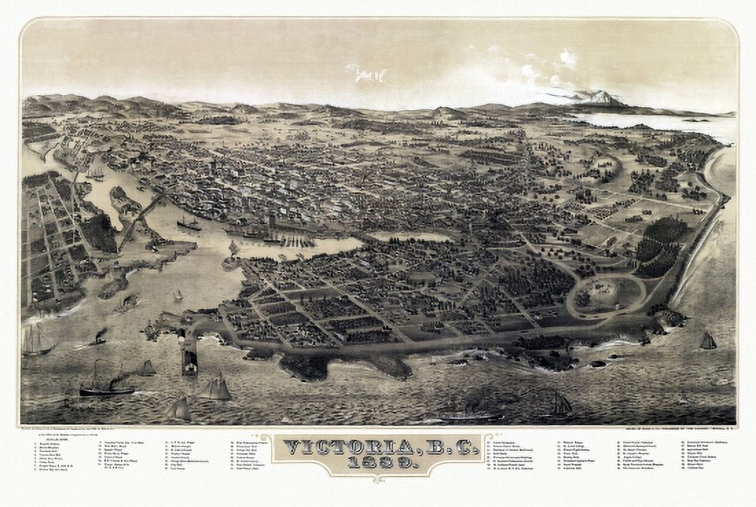 Antique Map of Victoria 1889 County Canvas Art - (24 x 36)