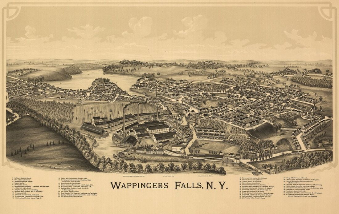 Antique Map of Wappingers Falls New York 1889 Dutchess County Canvas Art - (24 x 36)