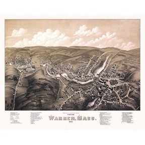 Antique Map of Warren Massachusetts 1879 Worcester County Canvas Art - (18 x 24)