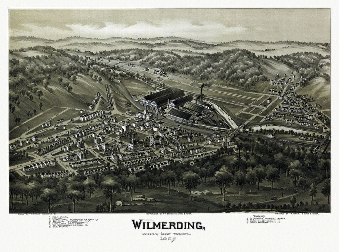 Antique Map of Wilmerding Pennsylvania 1897 Allegheny County Canvas Art - (24 x 36)