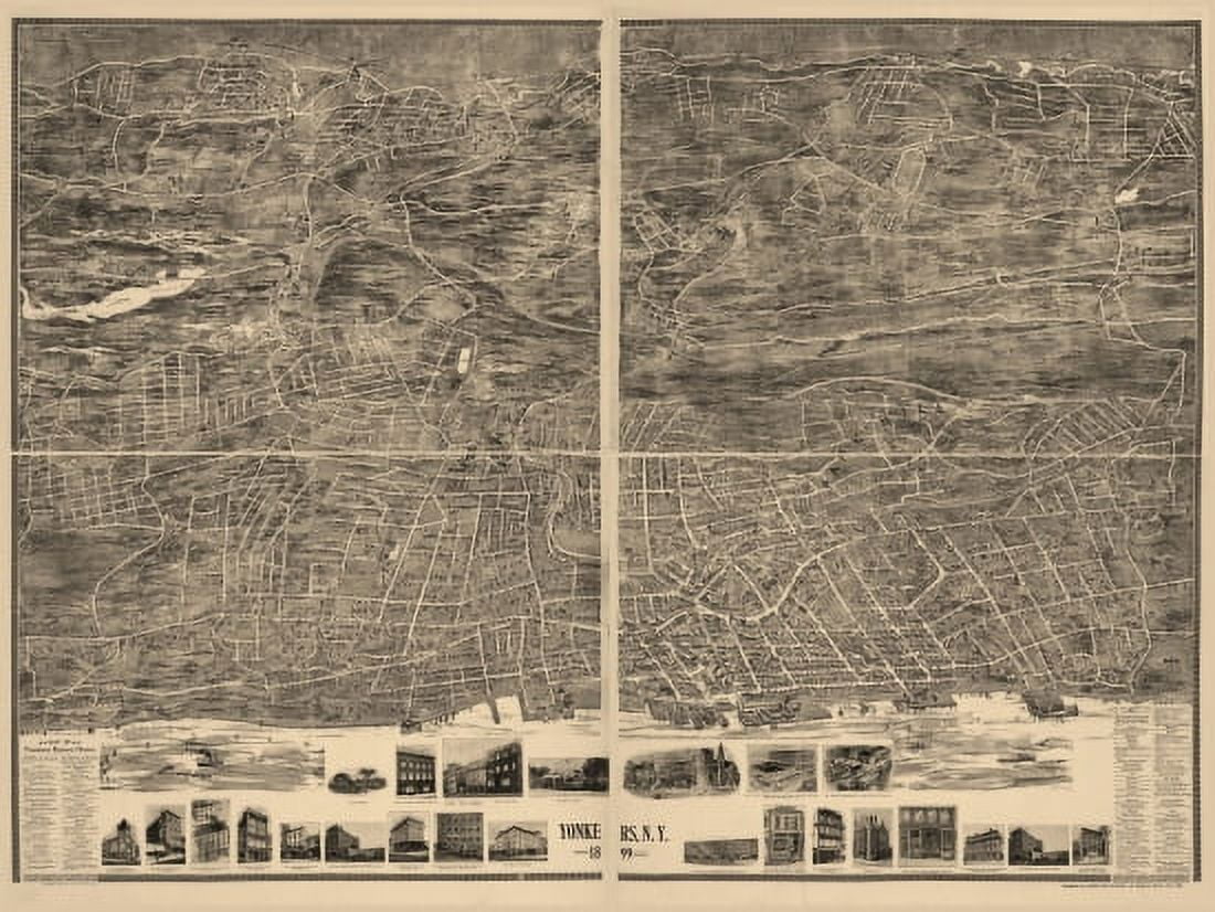 Antique Map of Yonkers New York 1899 Westchester County Canvas Art - (18 x 24)