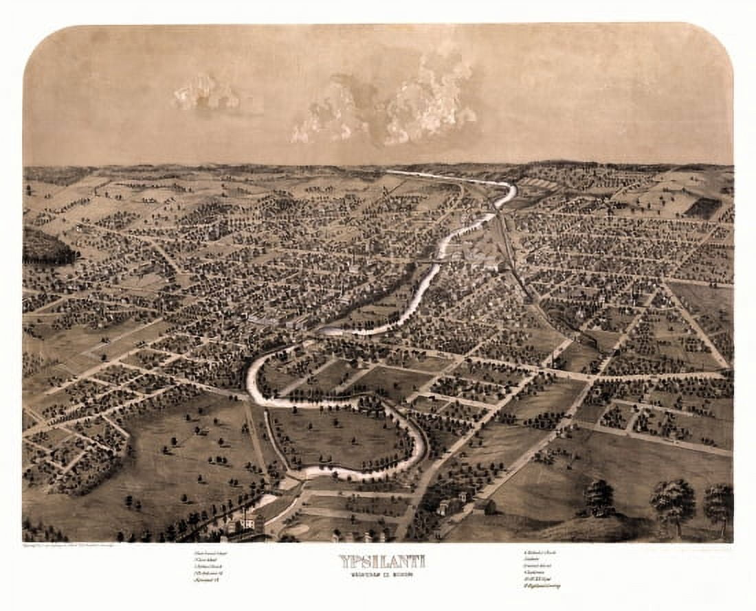 Antique Map of Ypsilanti Michigan 1868 Washtenaw County Canvas Art -  (18 x 24)