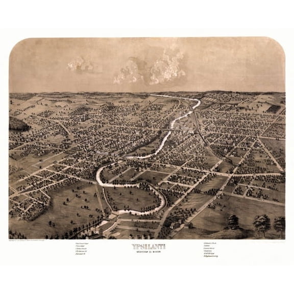 Antique Map of Ypsilanti Michigan 1868 Washtenaw County Canvas Art - (36 x 54)